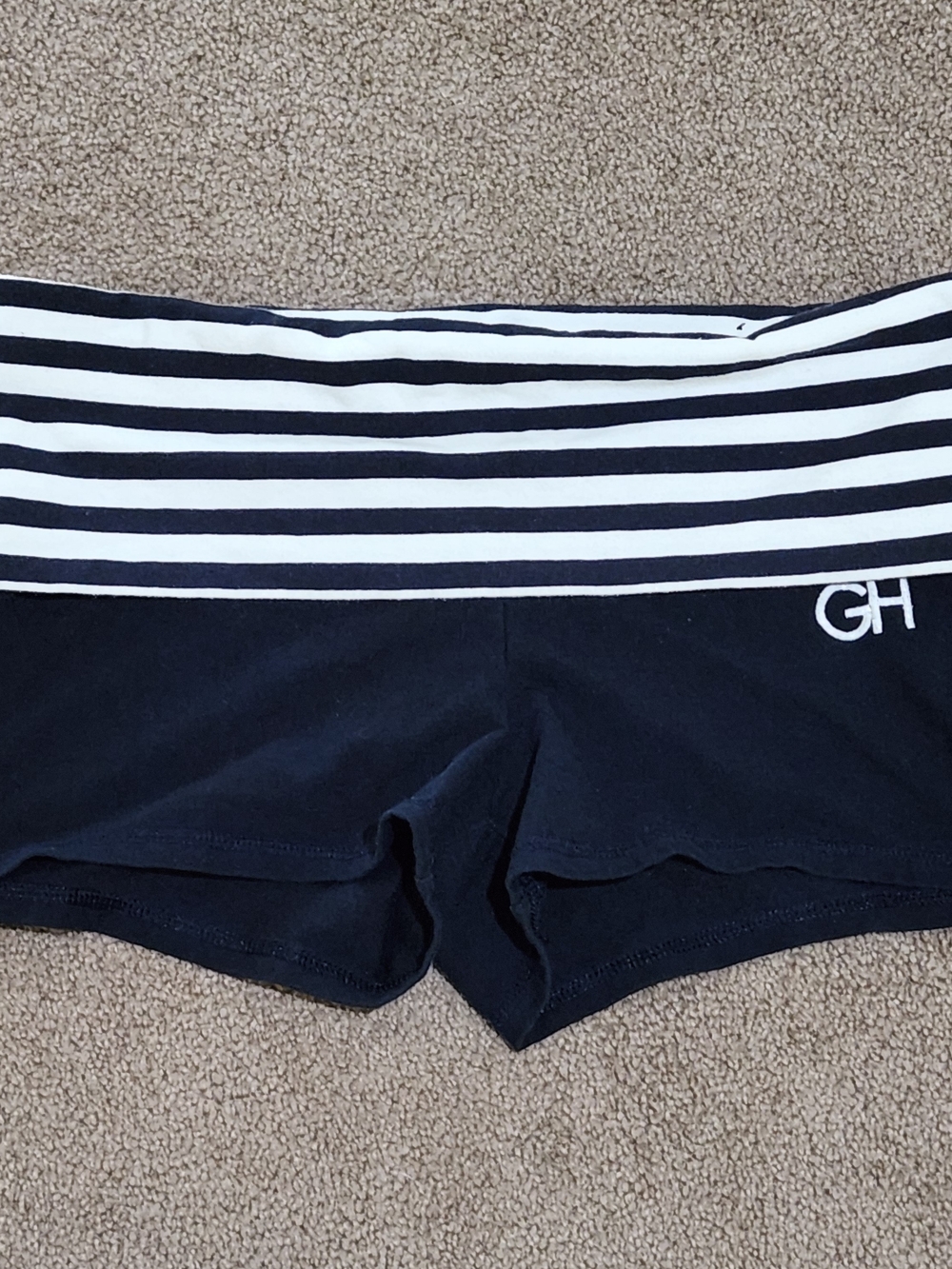 Gilly Hicks Navy Yoga Shorts with White Stripe Foldover Waist - Offers Welcomed